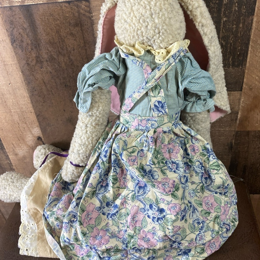 Vintage Enesco Floppy Tompkins Easter Bunny Rabbit Rag Cloth Doll 23” Handmade - Picture 6 of 10